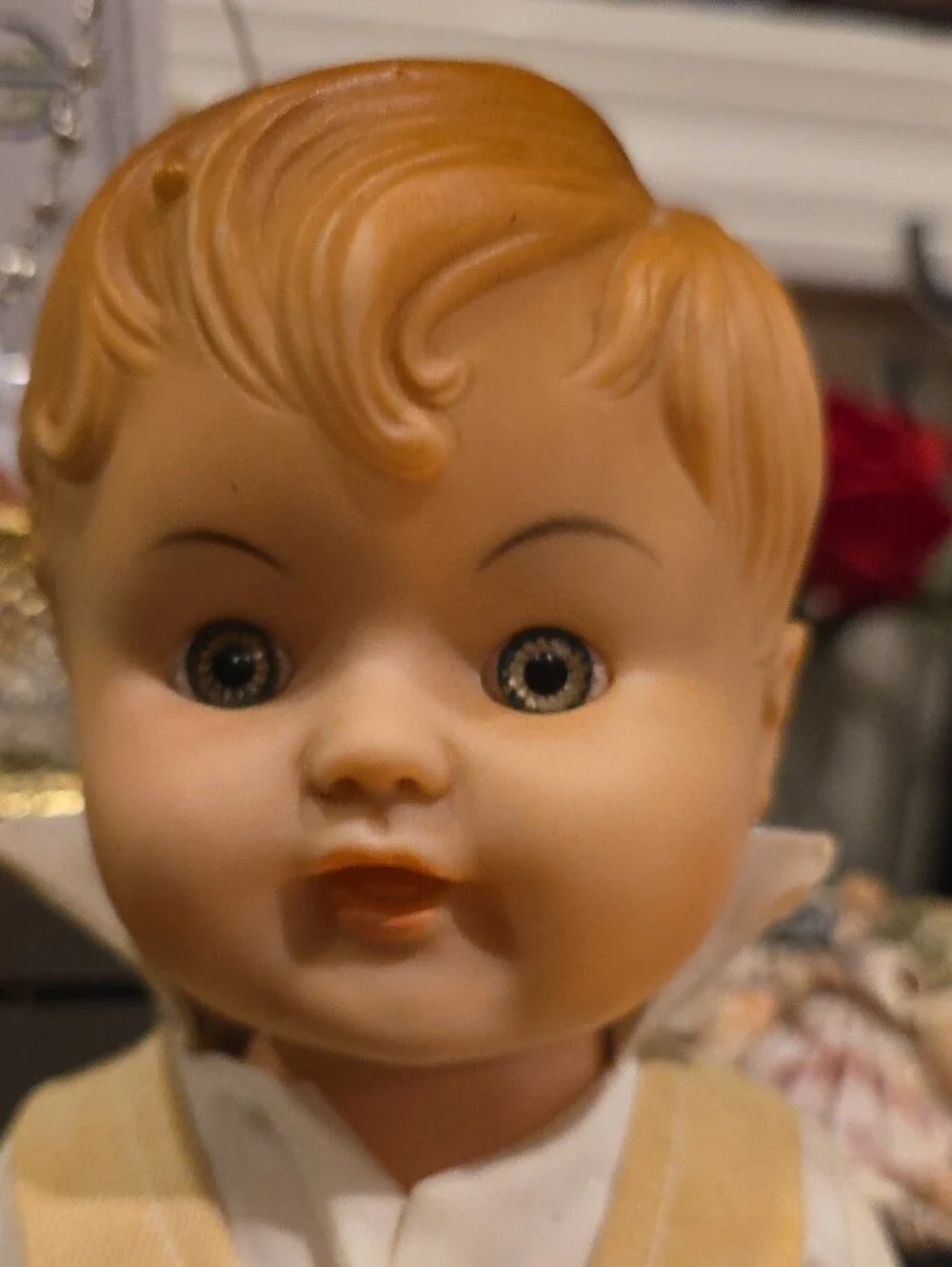 Vintage Doll in Tan Overalls with White Shirt